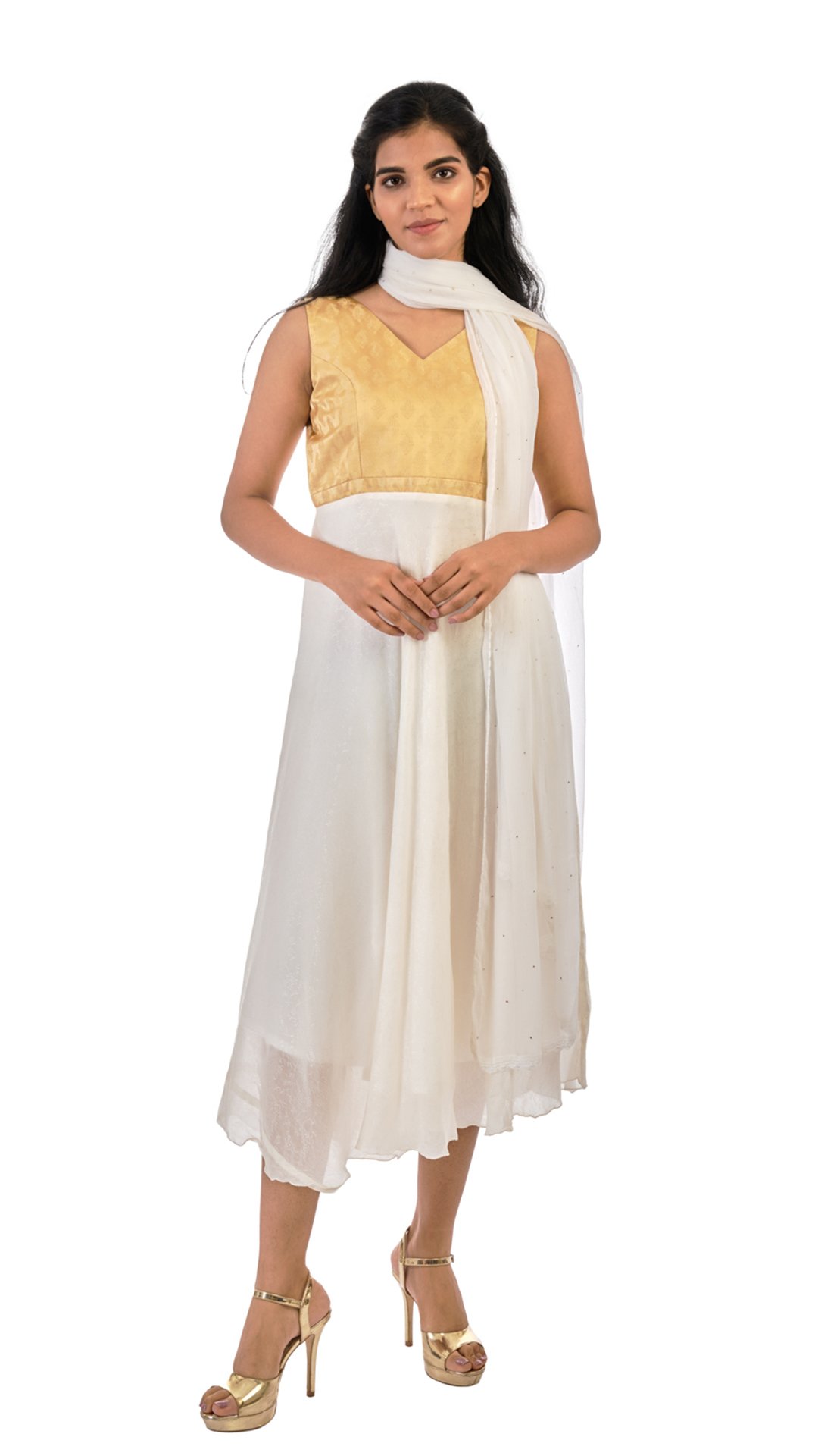 035 (2) Brocade Flared Dress - Image 1