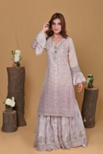 Elegant Embroidered Kurta Set with Flared Sleeves - Image 3