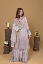 Elegant Embroidered Kurta Set with Flared Sleeves