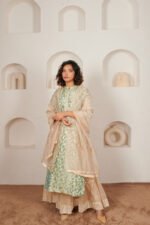 Traditional Embroidered Kurta Sharara Set