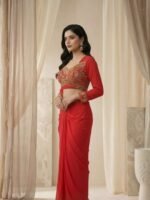 Tiffy - Women's Red Draped Skirt & Blouse - Image 2