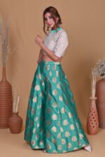 Brocade Green Sharara with Golden Motifs - Image 2