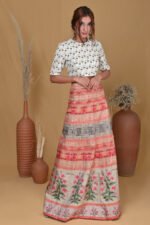 Cream Floral Embroidered Skirt