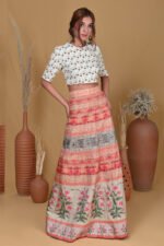 Cream Floral Embroidered Skirt - Image 3
