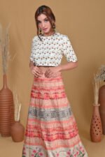 Cream Floral Embroidered Skirt - Image 2