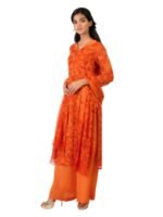 Abstract Orange Kurta Set - Image 3