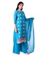 Royal Blue Embroidered Kurta Set - Image 3